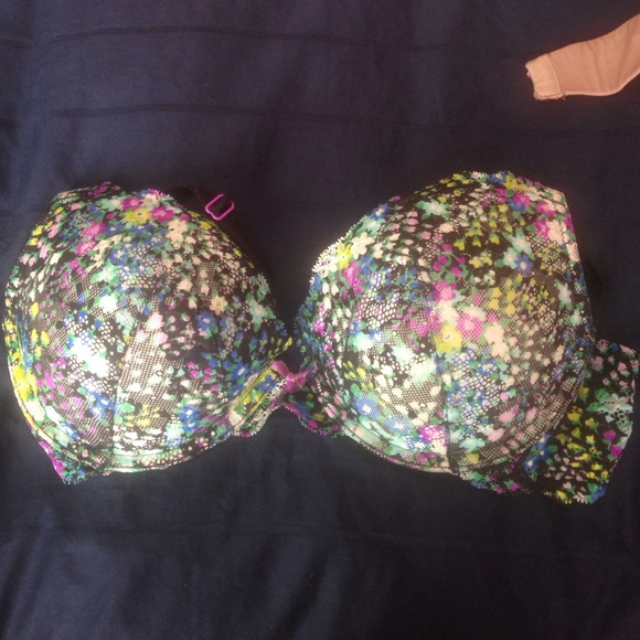 34D push up bra floral print