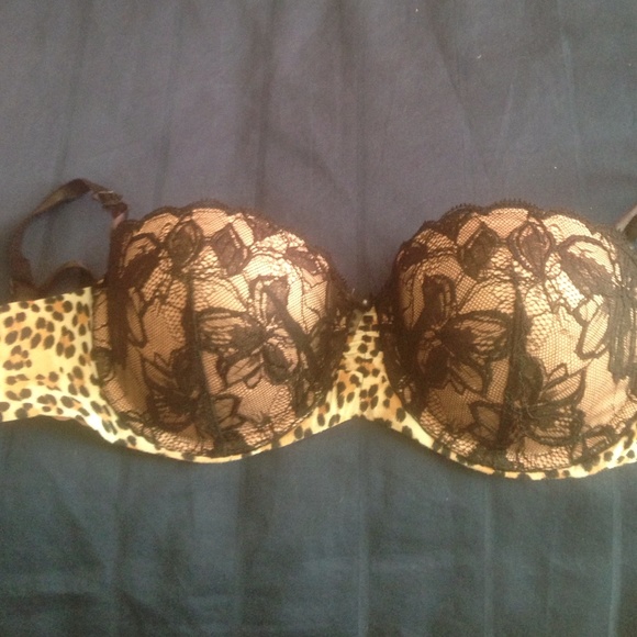 Leopard and lace push up bra 34C
