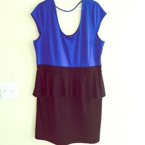 Blue & Black Peplum Dress