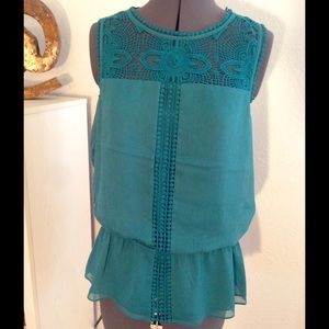 NWT crochet/chiffon tank