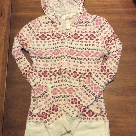 Pink & Red Aeropostale Thermal Hoodie