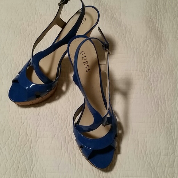Guess Blue strappy shoes with cork base