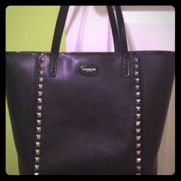 Black studded coach bag