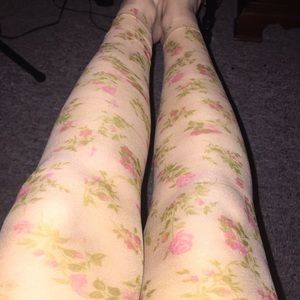 Floral "tattoo" printed pantyhose
