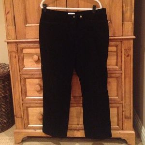 Jet black corduroy pants with snap front & Pockets