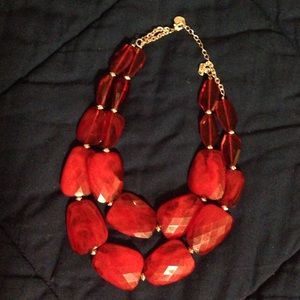 Francesca's Red Chunky Statement Necklace