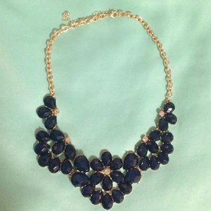 Navy Blue Francesca's Flower Statement Necklace