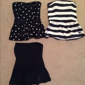 A&F peplum strapless tops