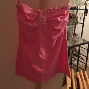 Pink tube top with silver stud accents
