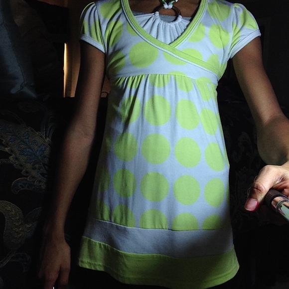 Lime green and white halter top