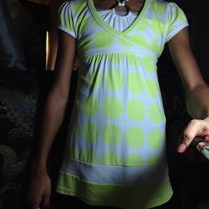 Lime green and white halter top