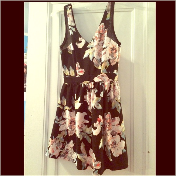 Floral Print Black Dress