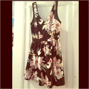 Floral Print Black Dress