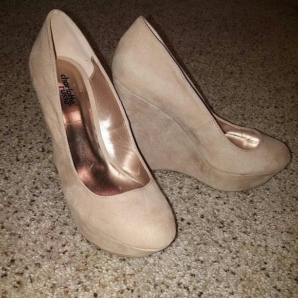 Beige Swede wedges