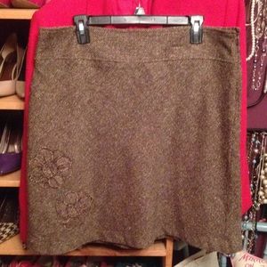 Brown herringbone a-line skirt