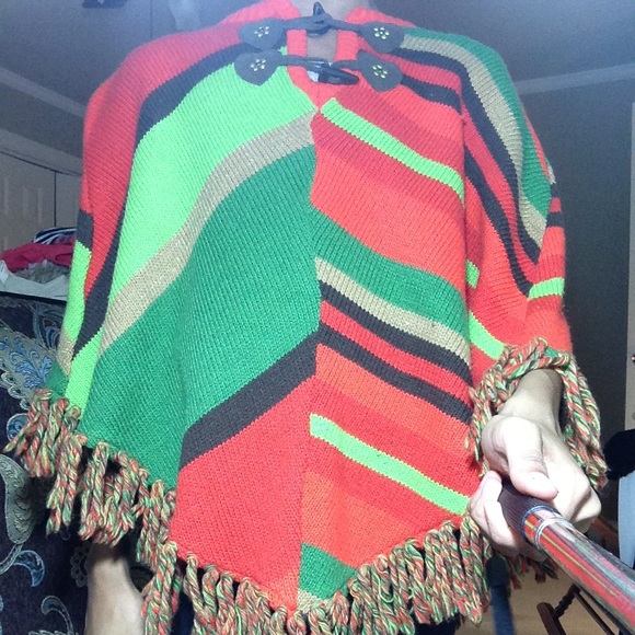 Multicolor poncho sweater