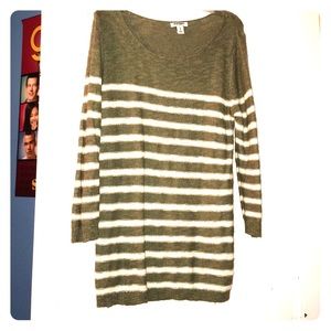 Olive and White Striped Sweater