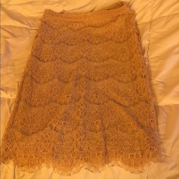 Nude Lace Midi Skirt