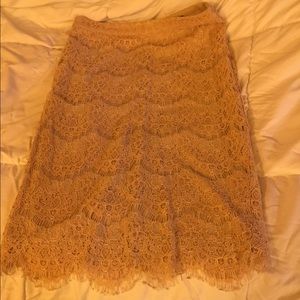 Nude Lace Midi Skirt