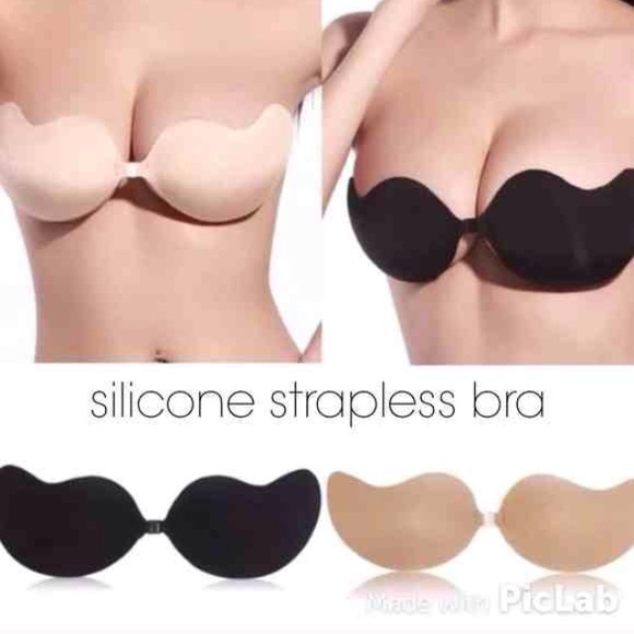 Silicone strapless bra-BLACK