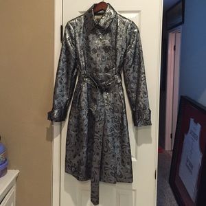 Burberry metallic silver coat size 6