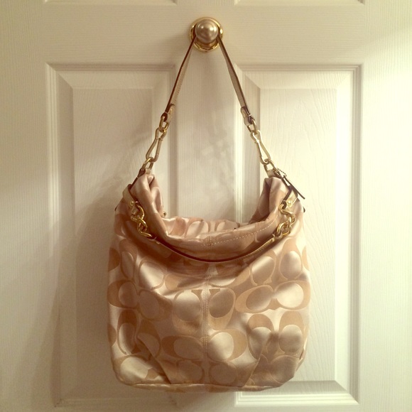 **Authentic Coach Gold Medium Hobo Handbag**