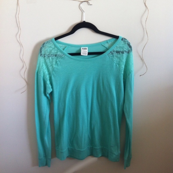New VS Pink Teal Top With Lace Design