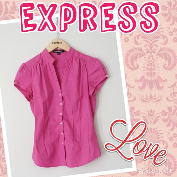 Bright pink Express button up blouse