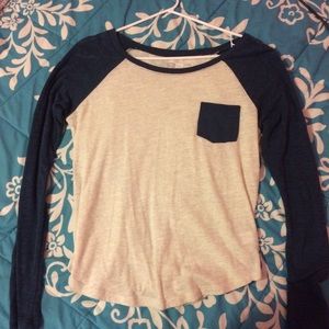 Blue/ Creme white baseball tee