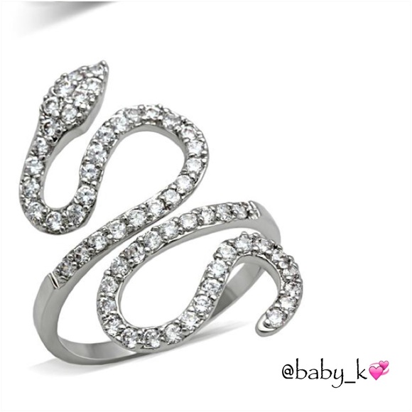 Boutique Jewelry - CZ PAVE SNAKE RHODIUM PLATED RING
