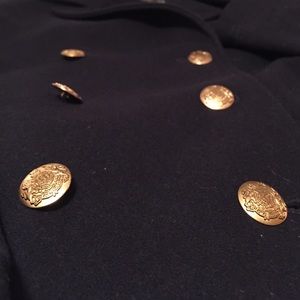 Navy Blue Stadium Cloth Wool Winter Peacoat