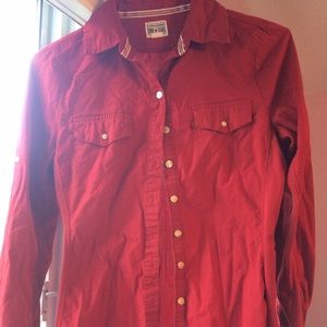 Converse red button up shirt
