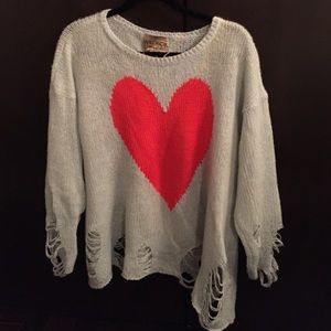 Wildfox Distressed Heart sweater