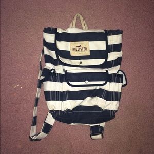 Blue and white Hollister backpack