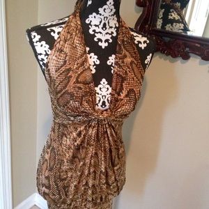 Gold-brown snakeskin-print dress