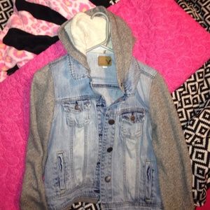 American Eagle Denim Vest w/ Sleeve and Hood
