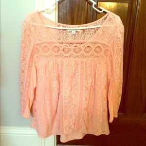 Coral lace shirt