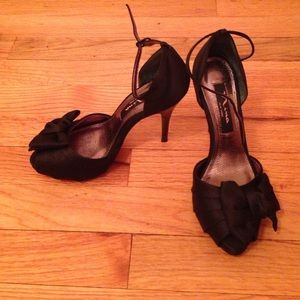 Black satin dress heels