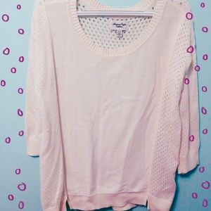 American Eagle Cream Open Knit Back Sweater