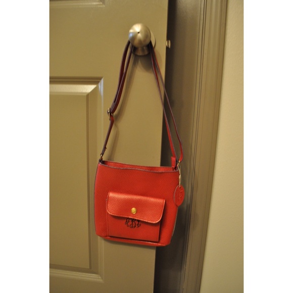 Monogrammed Garnet Clutch