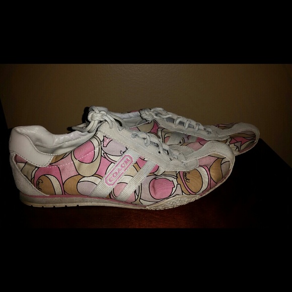 White/Pink "Katelyn" Coach Sneakers-- Rare