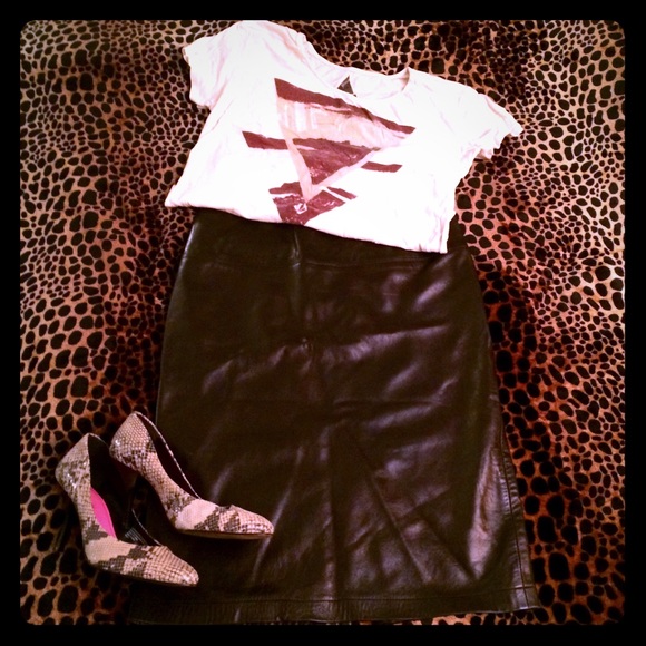Genuine Leather Pencil Skirt - Picture 1 of 4