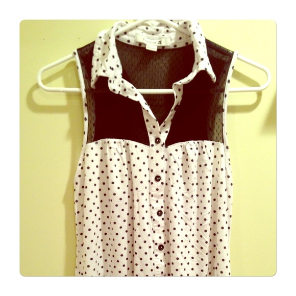 F21 Polka Dot High-Lo Tank