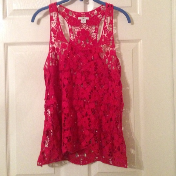 Bar III Coral Lace Tank Top