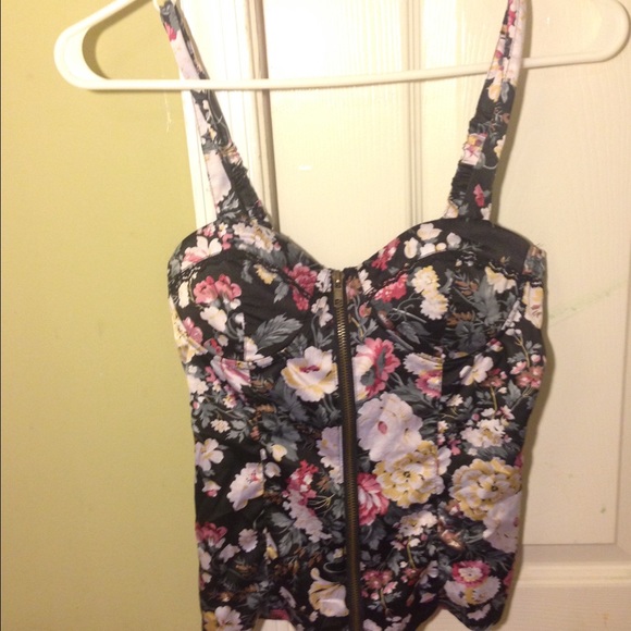 Floral print bustier top