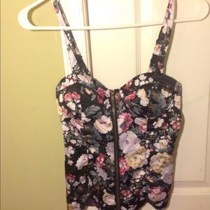 Floral print bustier top