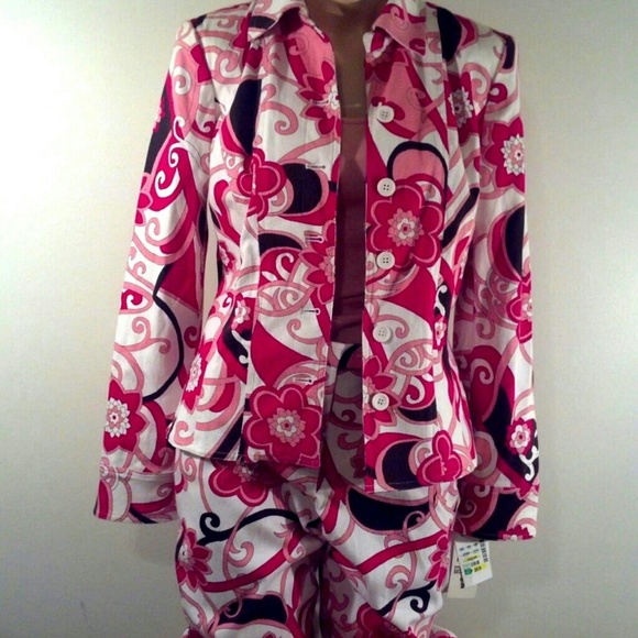 Peck & Peck 2 Piece Set Suit Pink Flower Print NWT - Picture 2 of 3