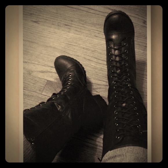 Long Black Lace Up Boots