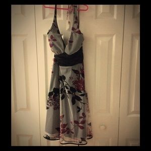 Elegant dress with black satin trim