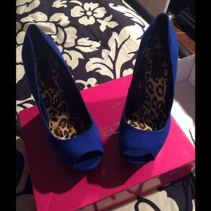 Blue high heel wedges
